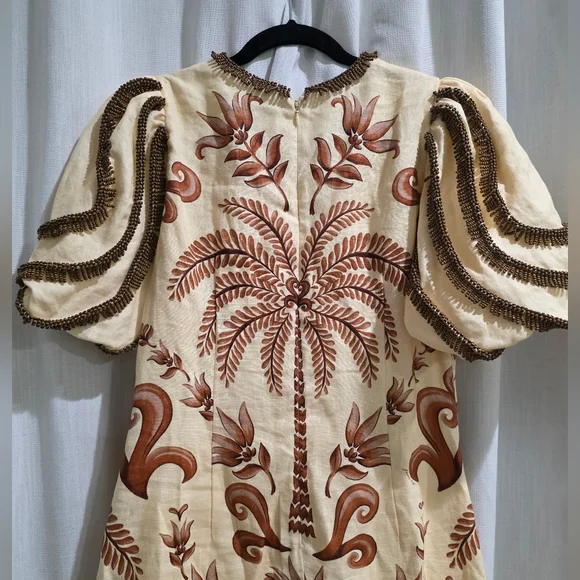NWT Farm Rio milani euroflax premium Beaded linen maxi dress S -  threedaughtersproperties.com